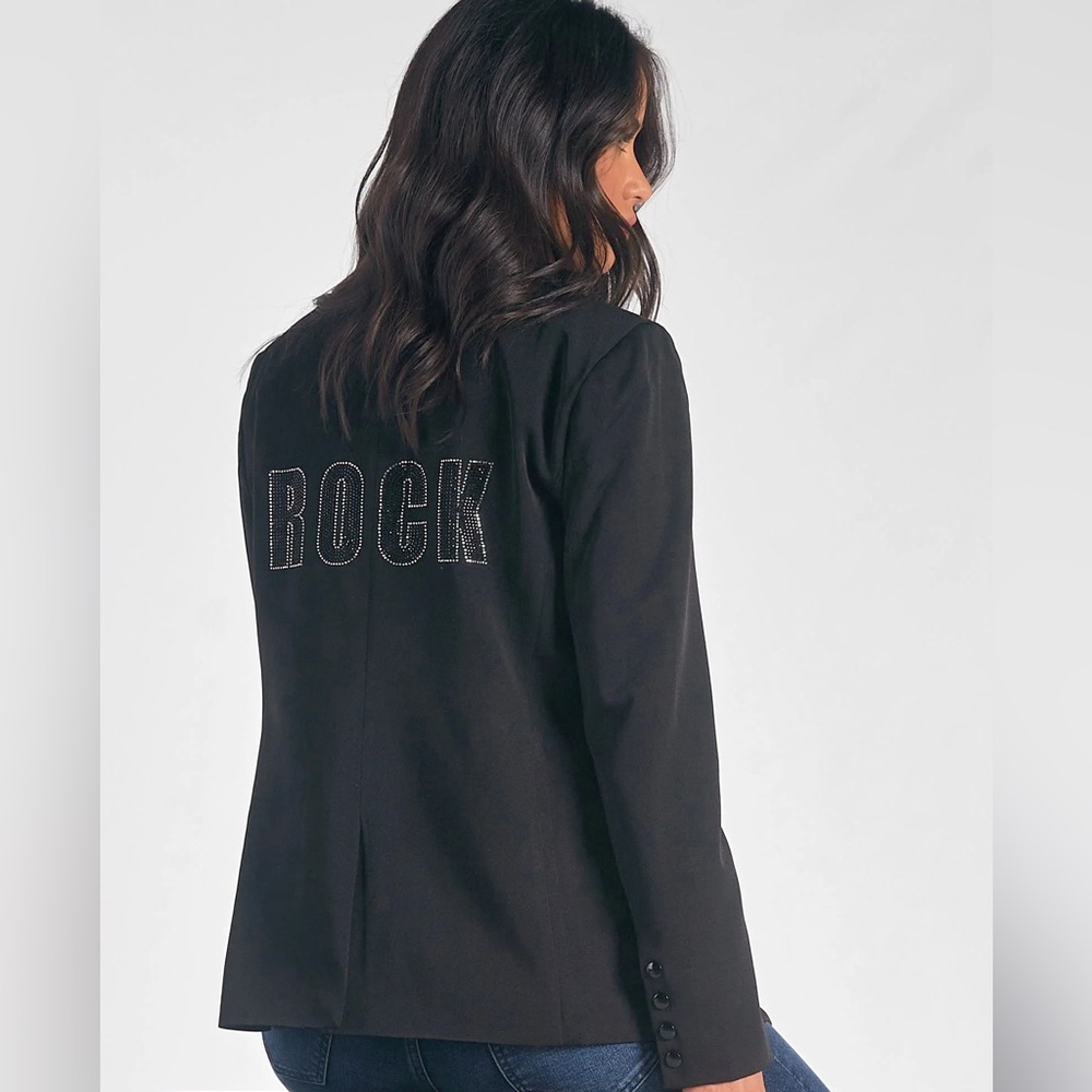 Embellished 'Rock' Black Blazer Jacket